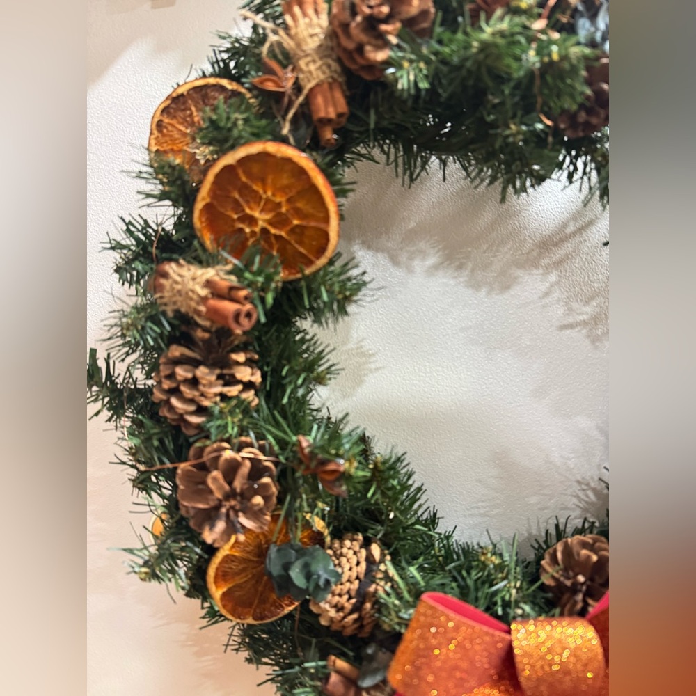 Rustic Christmas Wreath with Lights 15” includes door hook. - Picture 7 of 14